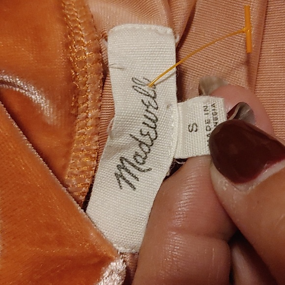Madewell Velvet Tie Top Peach Sz.S - Picture 7 of 8